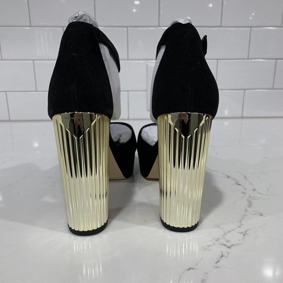 Michael Michael Kors | Strappy Platform Heels Shoes Black Open Toe - Picture 6 of 8